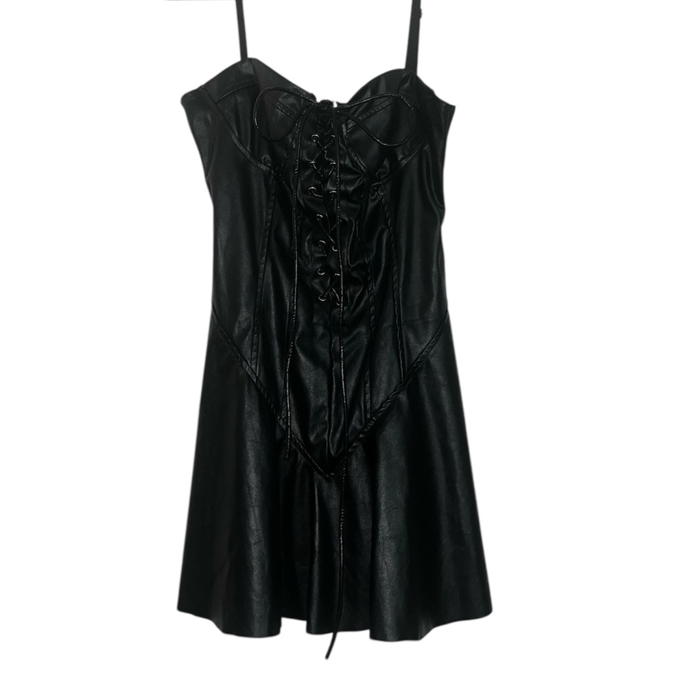 Black Lace-Up Mini Dress
